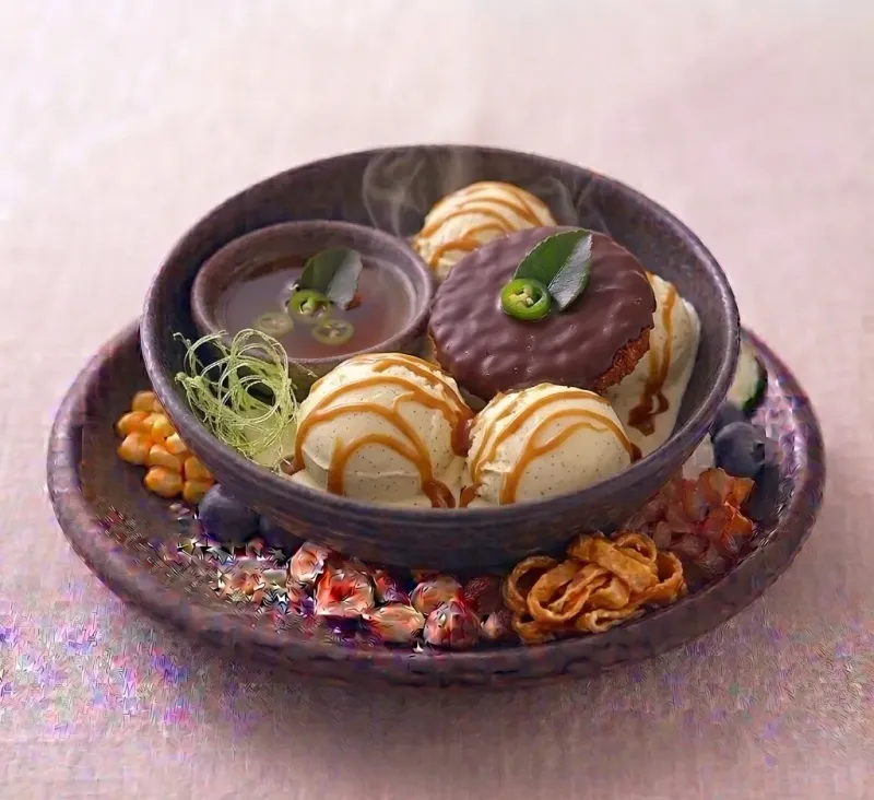Vanilla Pod Ice Cream with Toffee Sauce