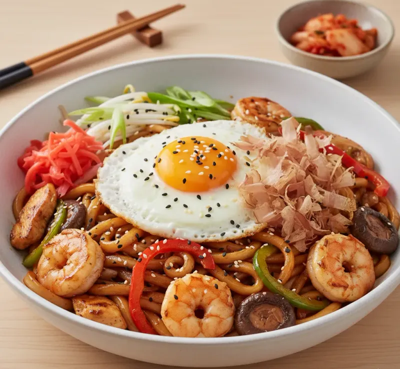 Chicken + Prawn Yaki Udon