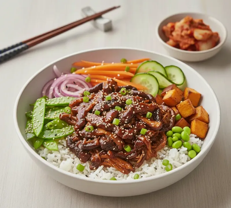 The real Wagamama Pulled Shiitake Donburi this recipe is inspired by